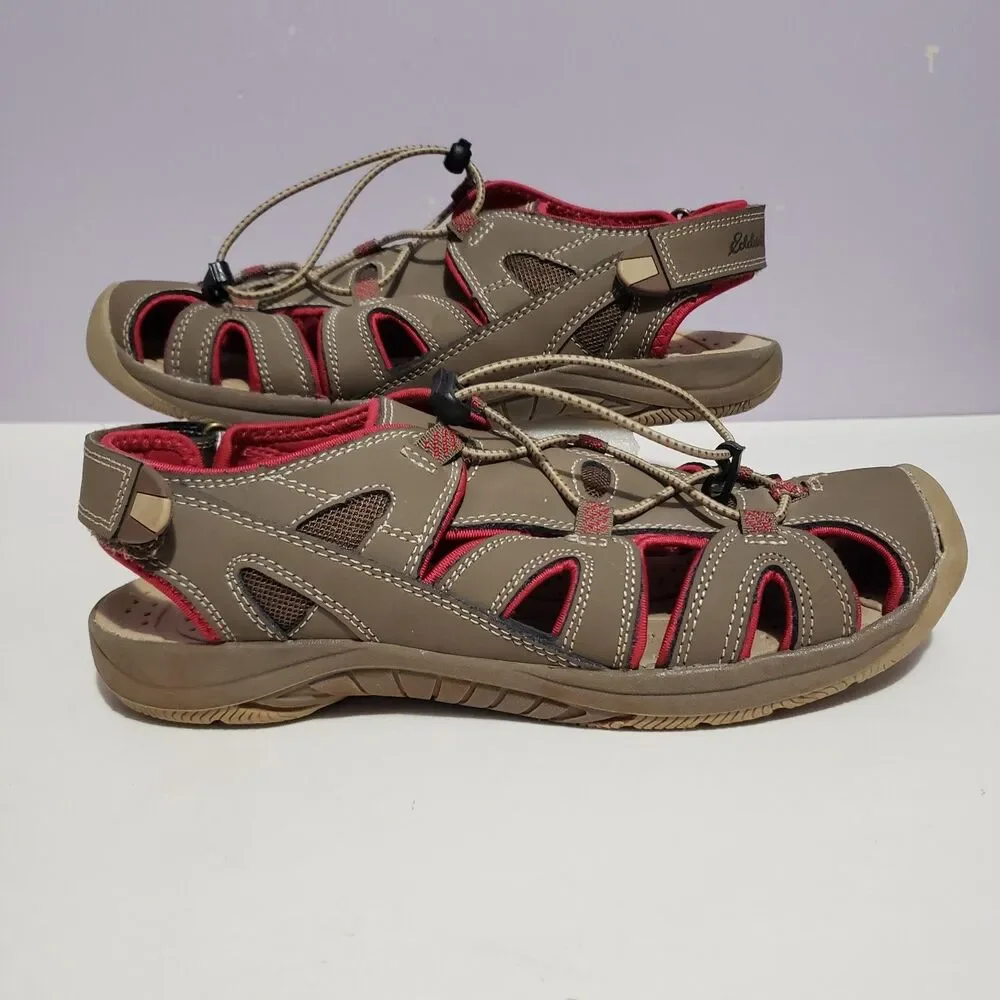Eddie Bauer Mary Brown Leather Women's Hiking Walking Closed Toe Shoes Sz 9